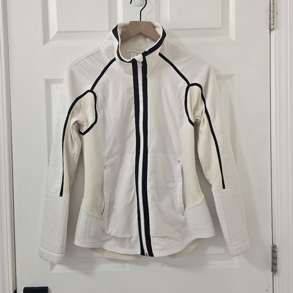 Lululemon White /cream High Neck Fleece Lined Jacket Size 8 - Picture 2 of 8